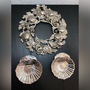 Godinger Sea Treasures Silver Plated Wreath Nautical Shells Wall Plaque Decor